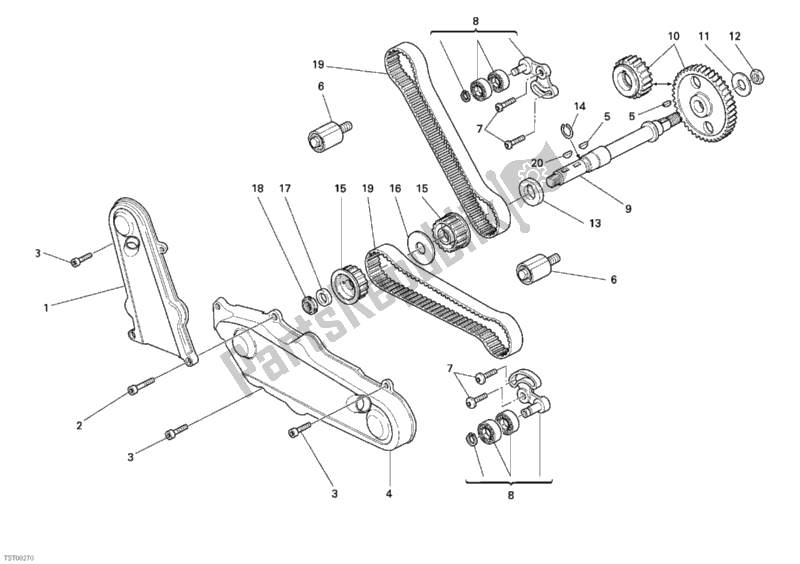 Tutte le parti per il Cinghia Di Distribuzione del Ducati Monster S2R 1000 USA 2007